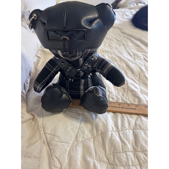 Darker Wavs Distortion Plaid Bear Keychain  zipper Plushie - Picture 6 of 6